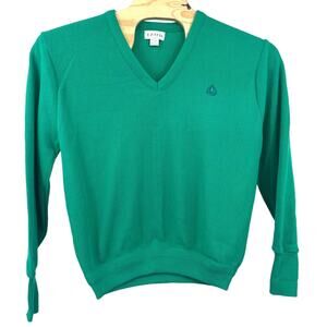 Vintage Izod Sweater Mens Large Green V Neck Pullover Acrylic Golf Knit